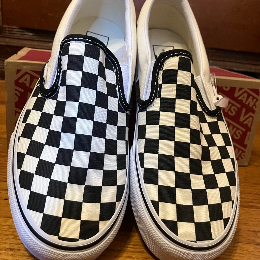 Vans Black and White Checkerboard Slip-Ons